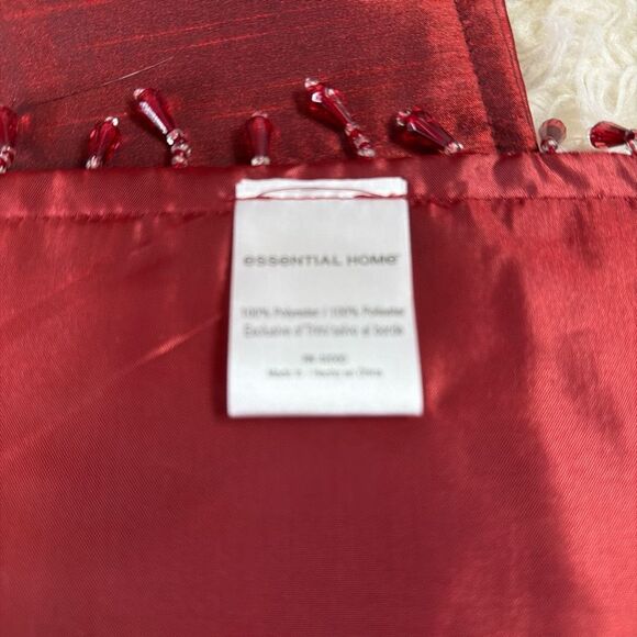 HOME ESSENTIALS Bead Fringe Table Runner Burgundy Maroon Red 68” Length - Picture 6 of 8